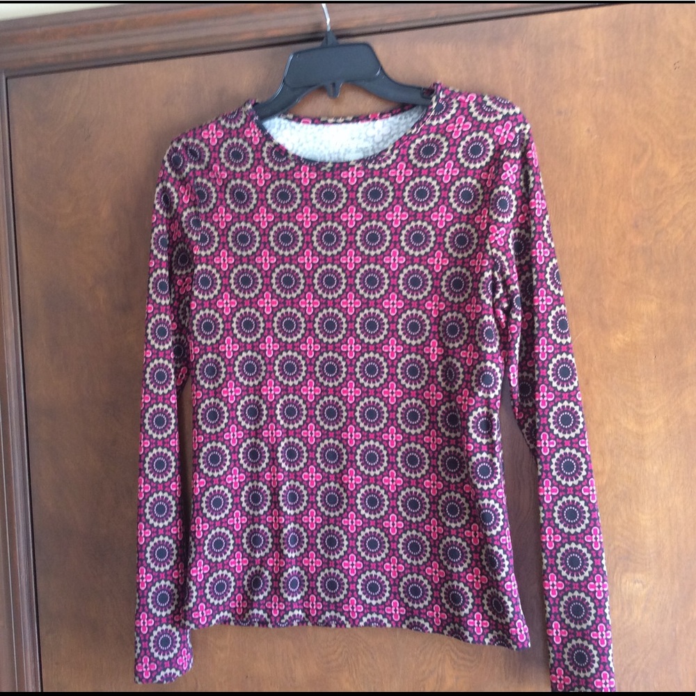 Kim Rogers Pink/Green Geometric Designs Top